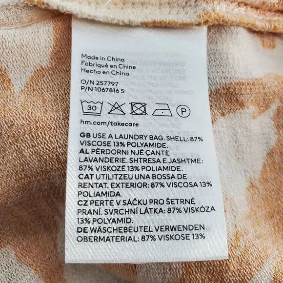 H&M Wide Leg Cami Jumpsuit Womens M Mustard Yellow Animal Print V-Neck Pre-Owned - Picture 4 of 5